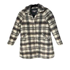 Bonpoint France Girls Wool Plaid Pea Coat Size 10 Mohair Alpaca Button Kids